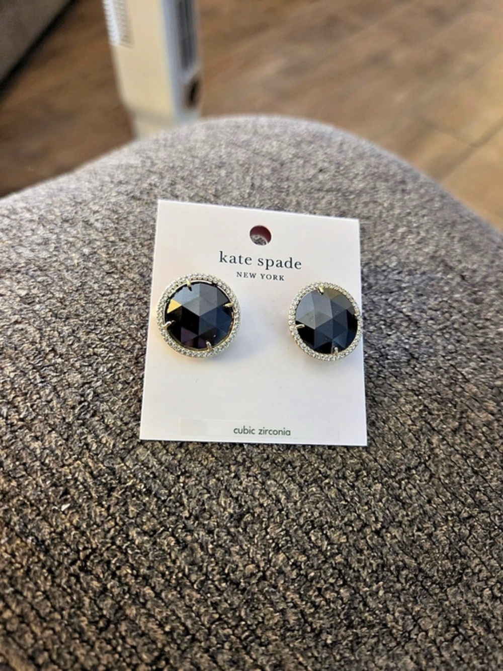 Kate Spade Cubic Zirconia Stud Earrings Black & Gold Stud Earrings NWT